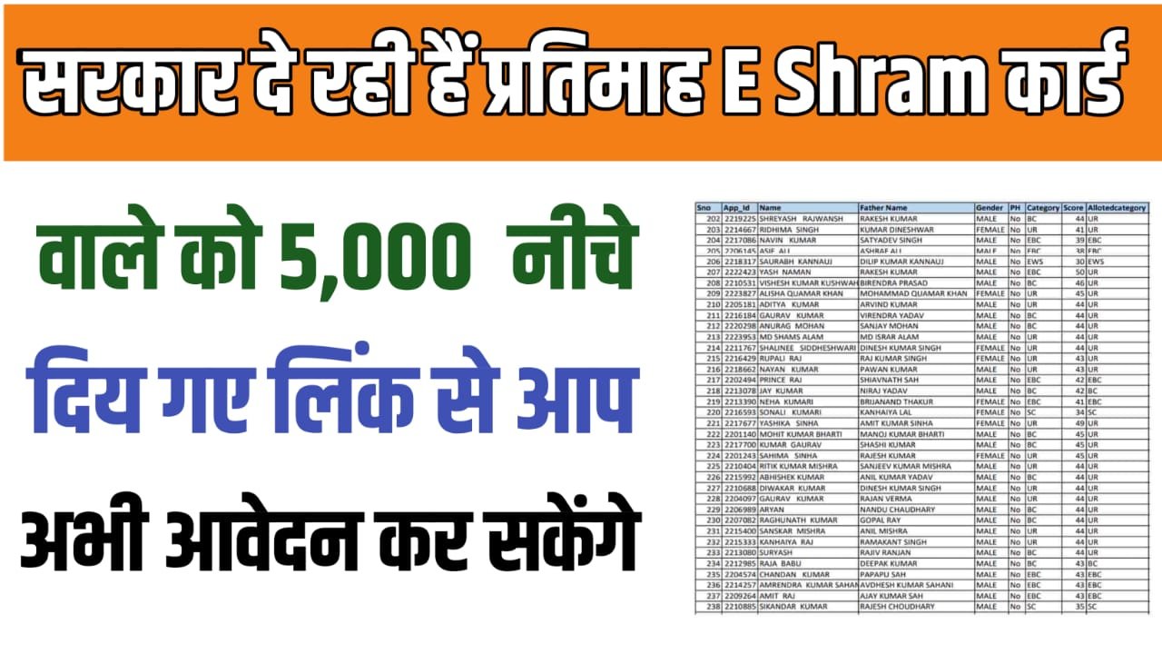 E-shram Card Status kaise check krein 2024